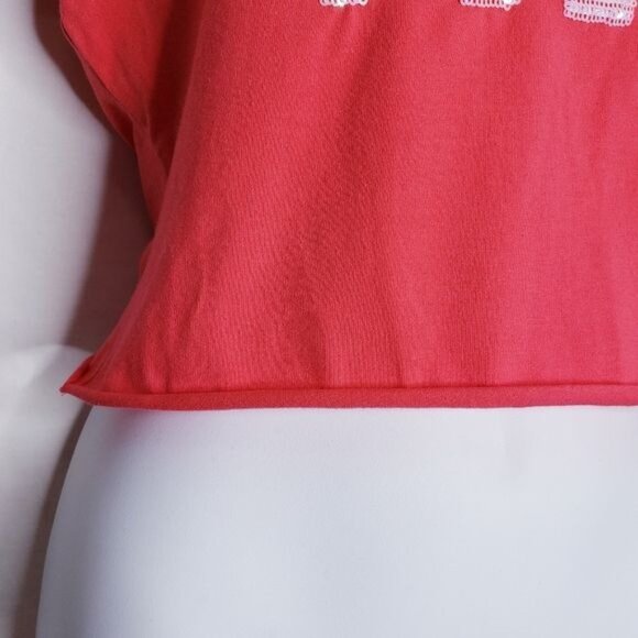 Guess Y2K Pink Sequined Raw Edge Short Sleeve Crop Baby Tee Women's Size Small - Picture 4 of 9